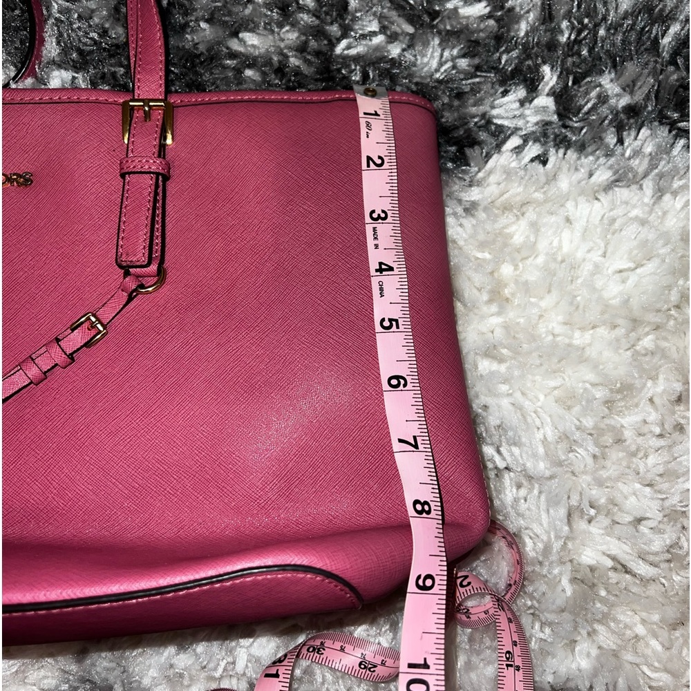 Michael Kors Fuschia Jet Set Leather Medium Tote - Picture 7 of 8